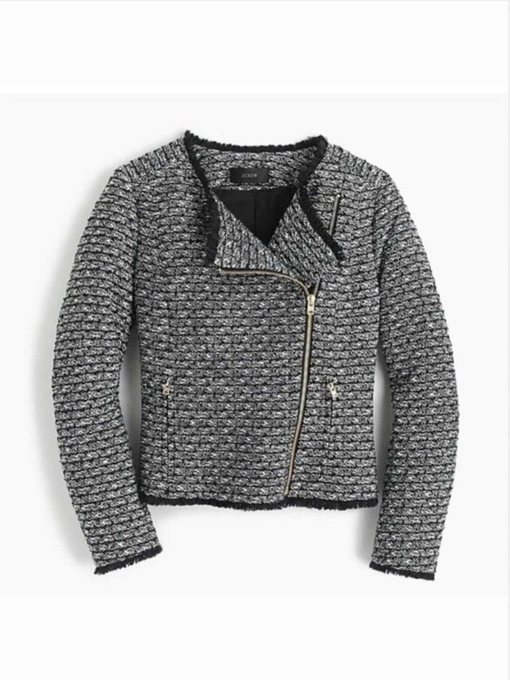 J. Crew Black & White Boucle Tweed Jacket Size 0